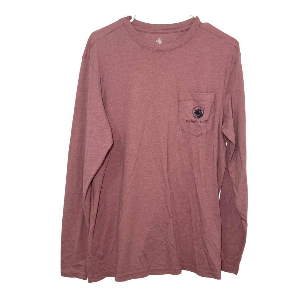 Southern Proper Mens Long Sleeve Pocket T-Shirt Pink Always Served Cold Beer M